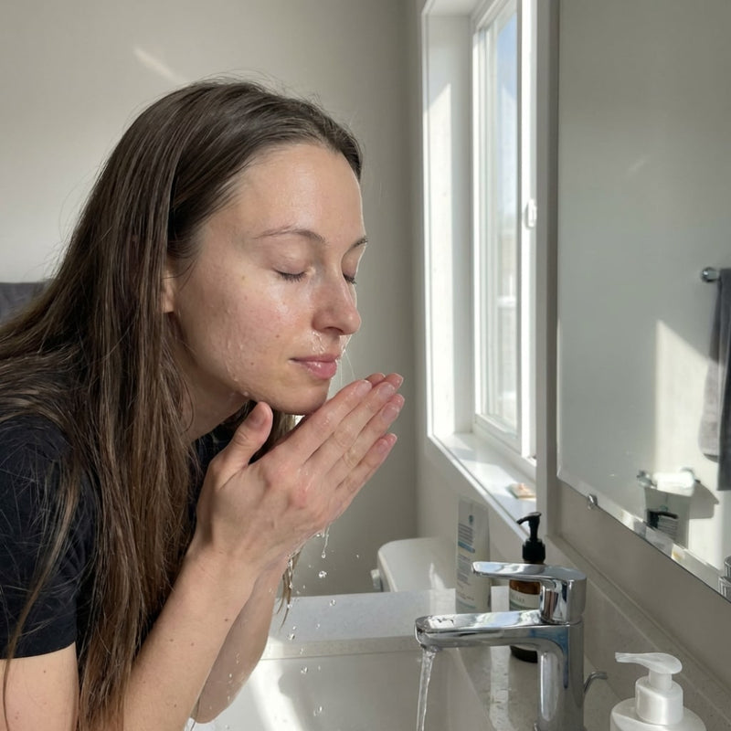 1. Cleanse your face with water or a gentle cleanser